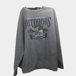 VTG American Outdoors Fishing Bass Crewneck Sweater Men's Size medium Mea